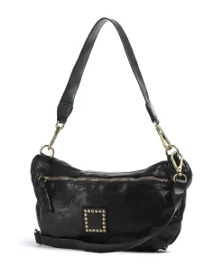 Schultertasche fein genarbtes Rindsleder schwarz