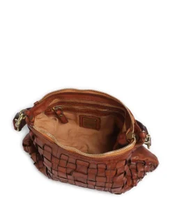 Schultertasche fein genarbtes Rindsleder cognac
