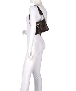 Schultertasche fein genarbtes Rindsleder dunkelbraun