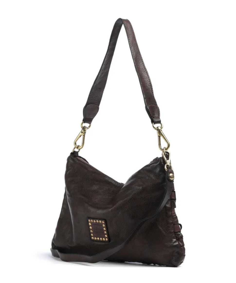 Schultertasche fein genarbtes Rindsleder dunkelbraun