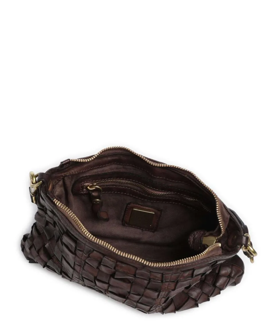 Schultertasche fein genarbtes Rindsleder dunkelbraun