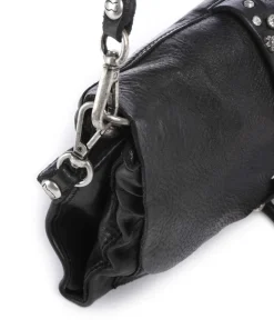 Schultertasche fein genarbtes Rindsleder schwarz