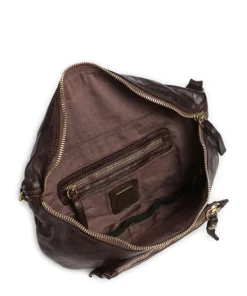 Schultertasche fein genarbtes Rindsleder dunkelbraun