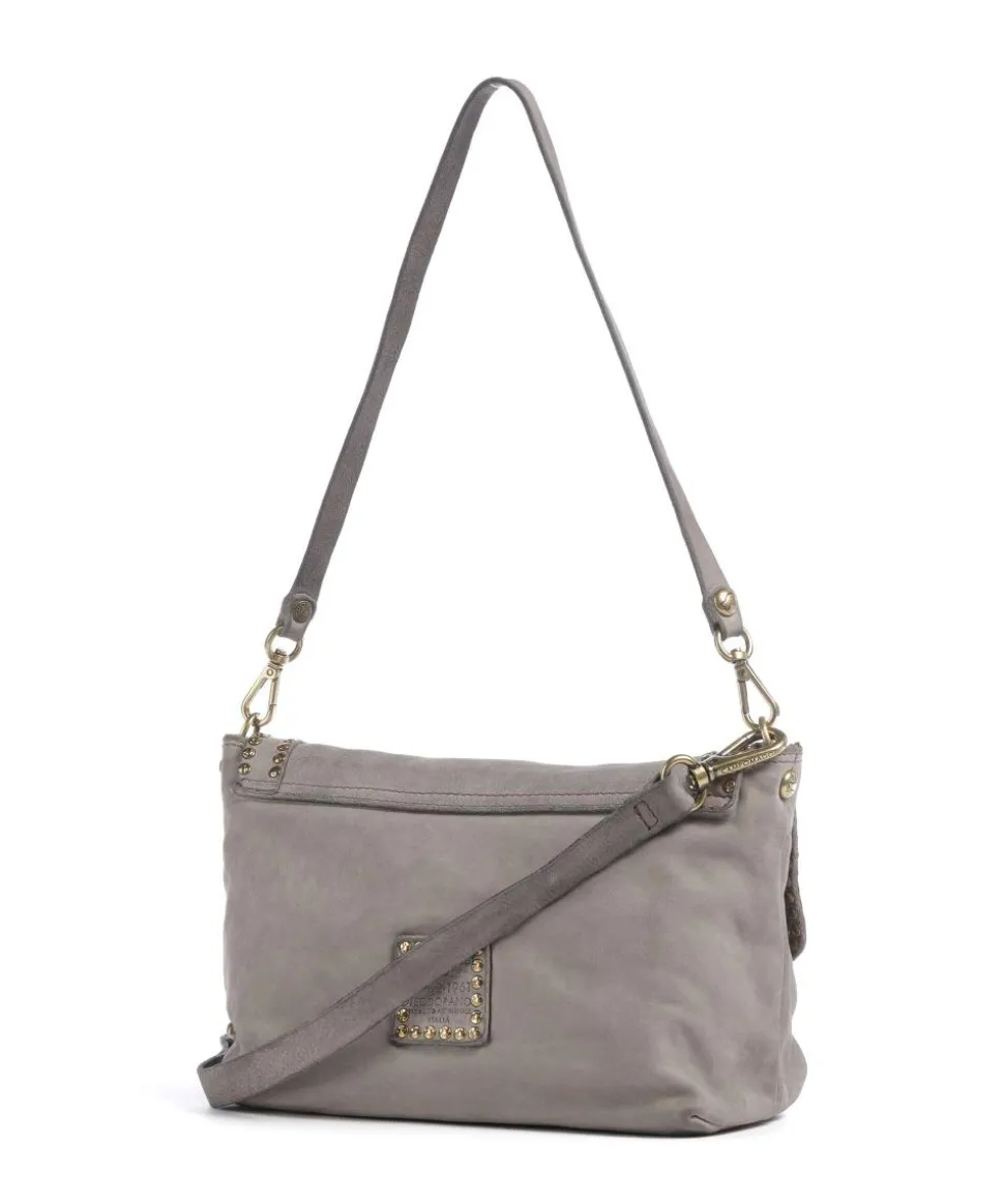 Schultertasche fein genarbtes Rindsleder grau