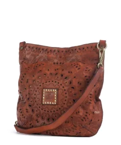 Schultertasche fein genarbtes Rindsleder cognac