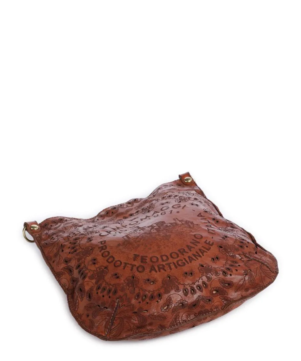 Schultertasche fein genarbtes Rindsleder cognac