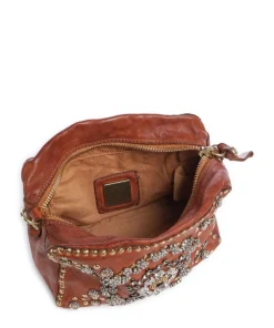 Schultertasche fein genarbtes Kalbsleder cognac