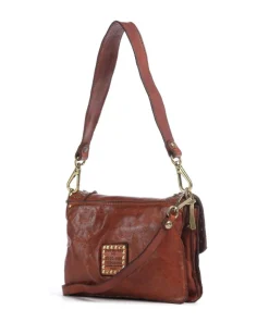 Schultertasche fein genarbtes Rindsleder cognac