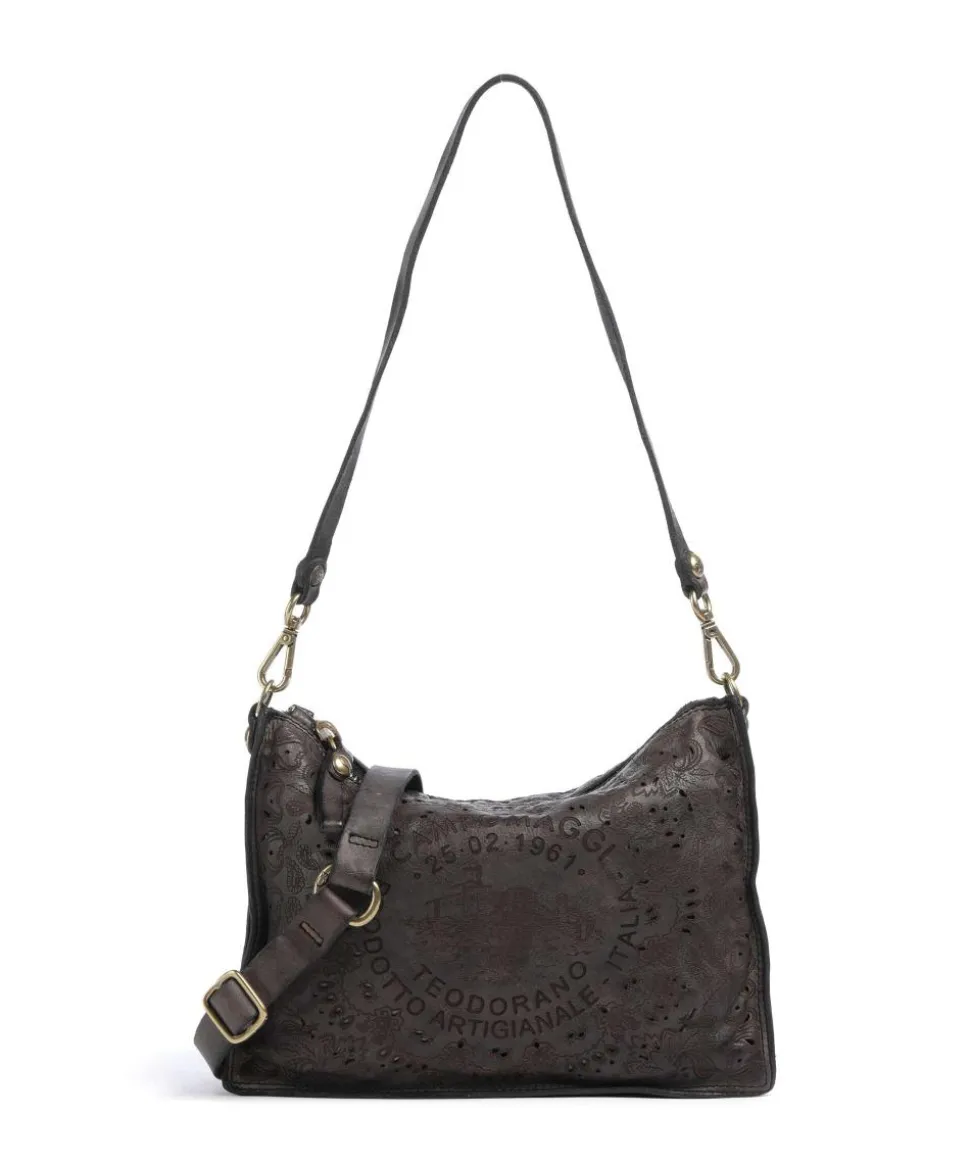 Schultertasche fein genarbtes Rindsleder dunkelgrau