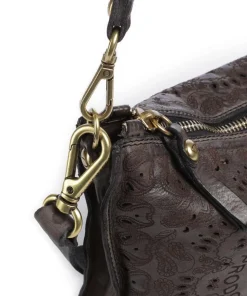 Schultertasche fein genarbtes Rindsleder dunkelgrau