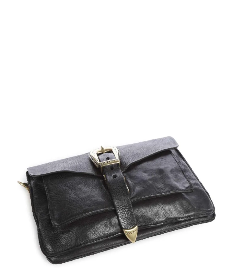 Schultertasche fein genarbtes Rindsleder schwarz