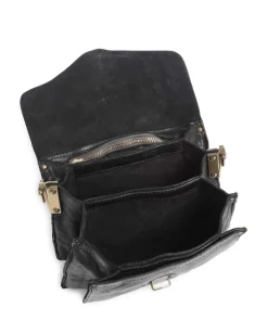 Schultertasche fein genarbtes Rindsleder schwarz