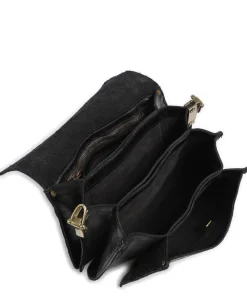 Schultertasche genarbtes Rindsleder schwarz