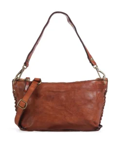 Schultertasche genarbtes Rindsleder cognac