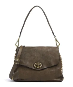 Schultertasche genarbtes Rindsleder olivgrün