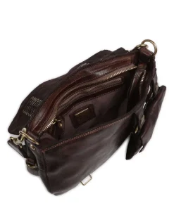 Schultertasche genarbtes Rindsleder dunkelbraun