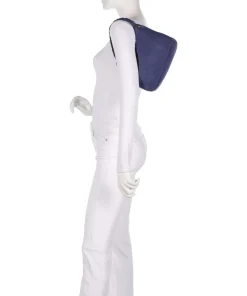 Schultertasche genarbtes Rindsleder dunkelblau