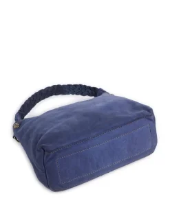 Schultertasche genarbtes Rindsleder dunkelblau