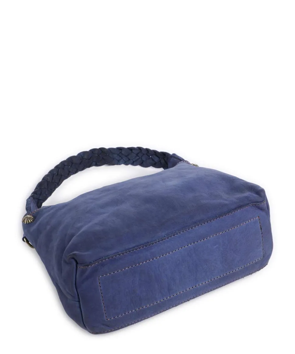 Schultertasche genarbtes Rindsleder dunkelblau