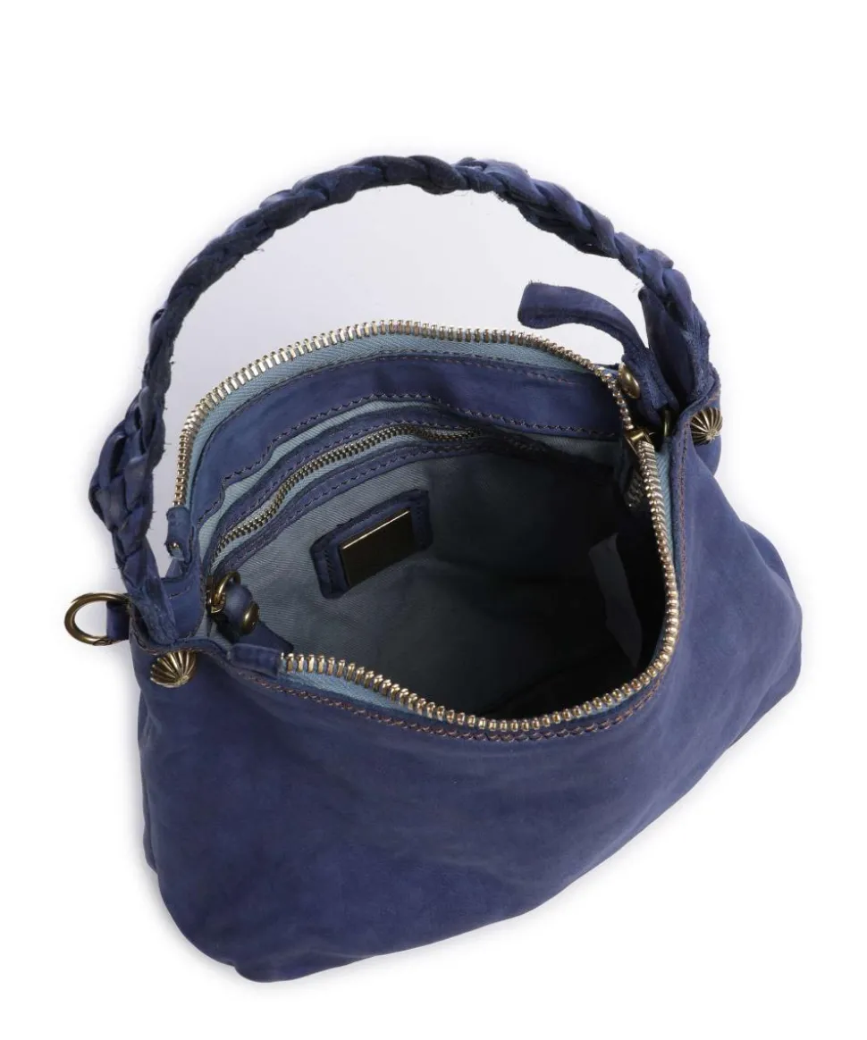 Schultertasche genarbtes Rindsleder dunkelblau