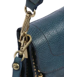 Schultertasche genarbtes Rindsleder petrol