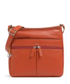 Schultertasche genarbtes Rindsleder terrakotta