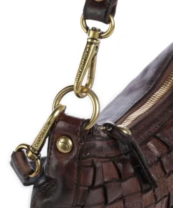 Schultertasche genarbtes Rindsleder dunkelbraun