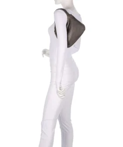 Schultertasche genarbtes Rindsleder dunkelgrau