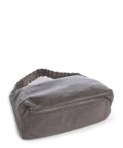 Schultertasche genarbtes Rindsleder dunkelgrau