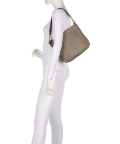 Schultertasche genarbtes Rindsleder beige