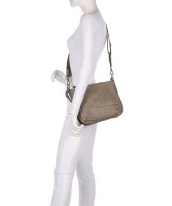 Schultertasche genarbtes Rindsleder beige