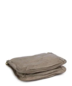 Schultertasche genarbtes Rindsleder beige