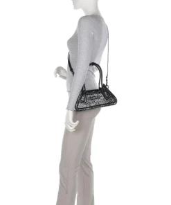 Schultertasche Lederimitat schwarz