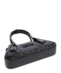 Schultertasche Lederimitat schwarz