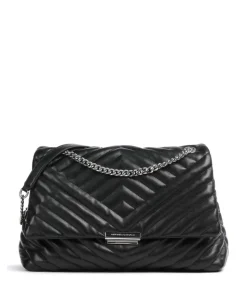 Schultertasche Lederimitat schwarz