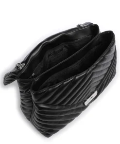 Schultertasche Lederimitat schwarz