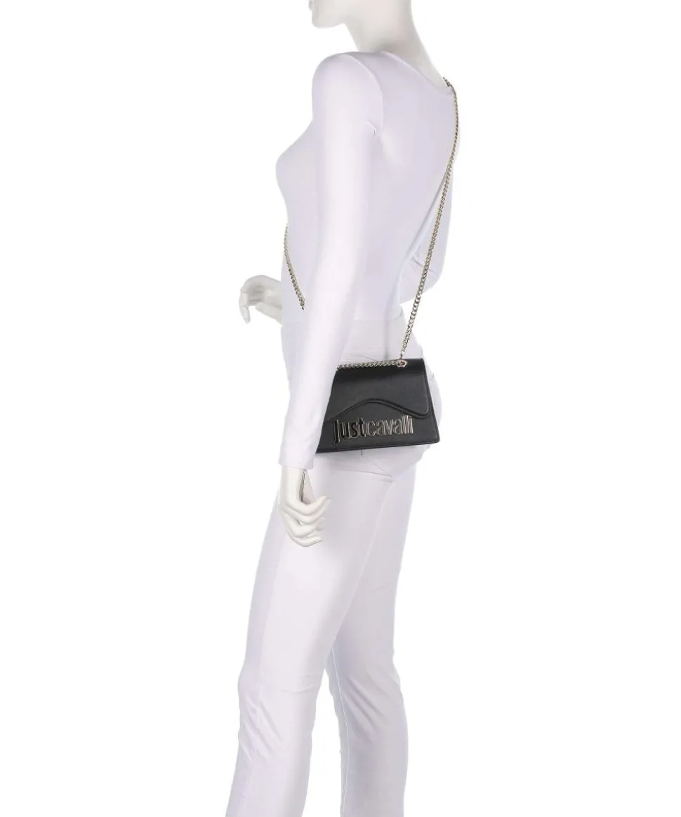 Schultertasche Lederimitat schwarz