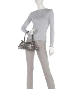 Schultertasche Lederimitat platin