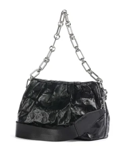 Schultertasche Lederimitat schwarz