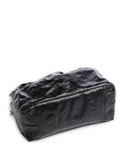 Schultertasche Lederimitat schwarz