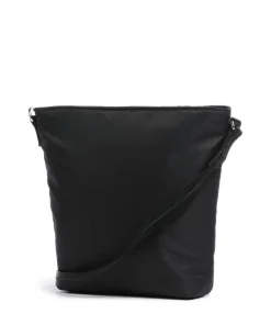 Schultertasche recyceltes Polyester schwarz