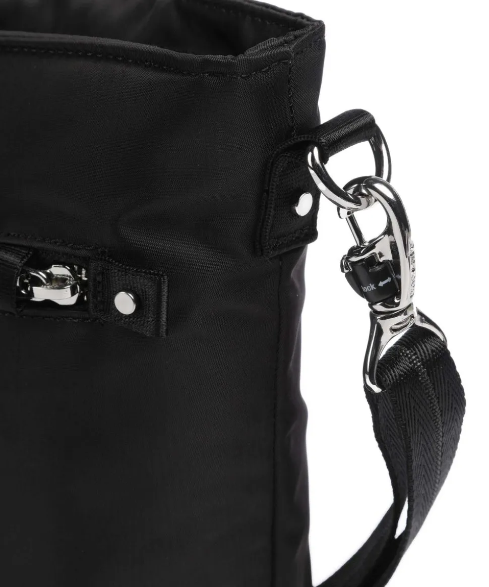 Schultertasche recyceltes Polyester schwarz