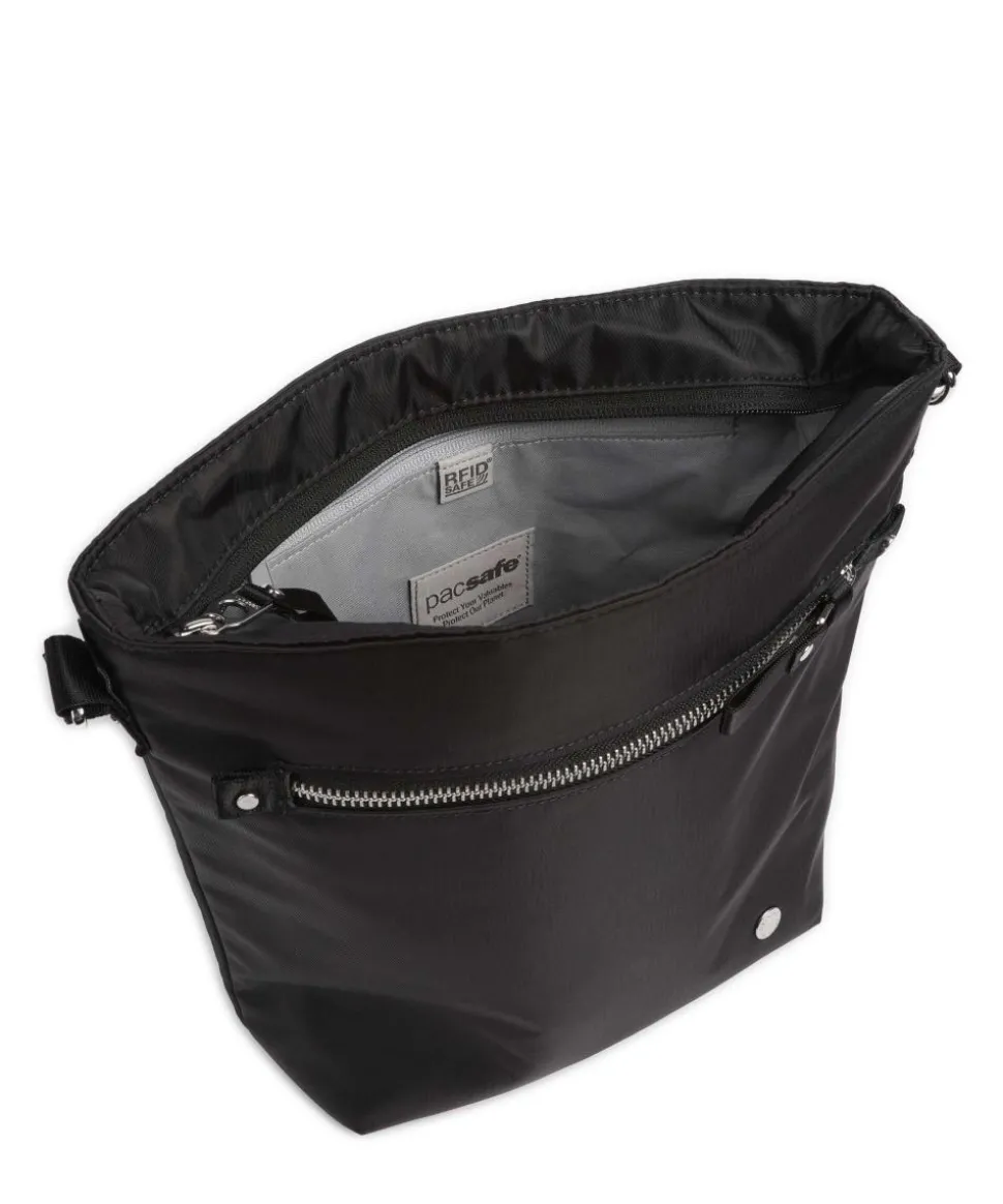 Schultertasche recyceltes Polyester schwarz