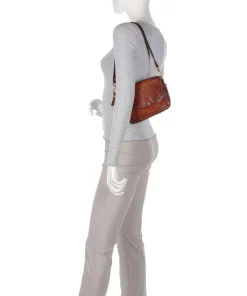 Schultertasche Rindsleder cognac