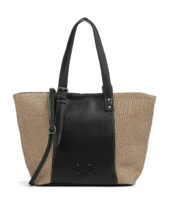 Sea you soon Shopper Polypropylen, genarbtes Leder natur/schwarz