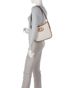 Sebina Schultertasche Baumwolle beige/braun