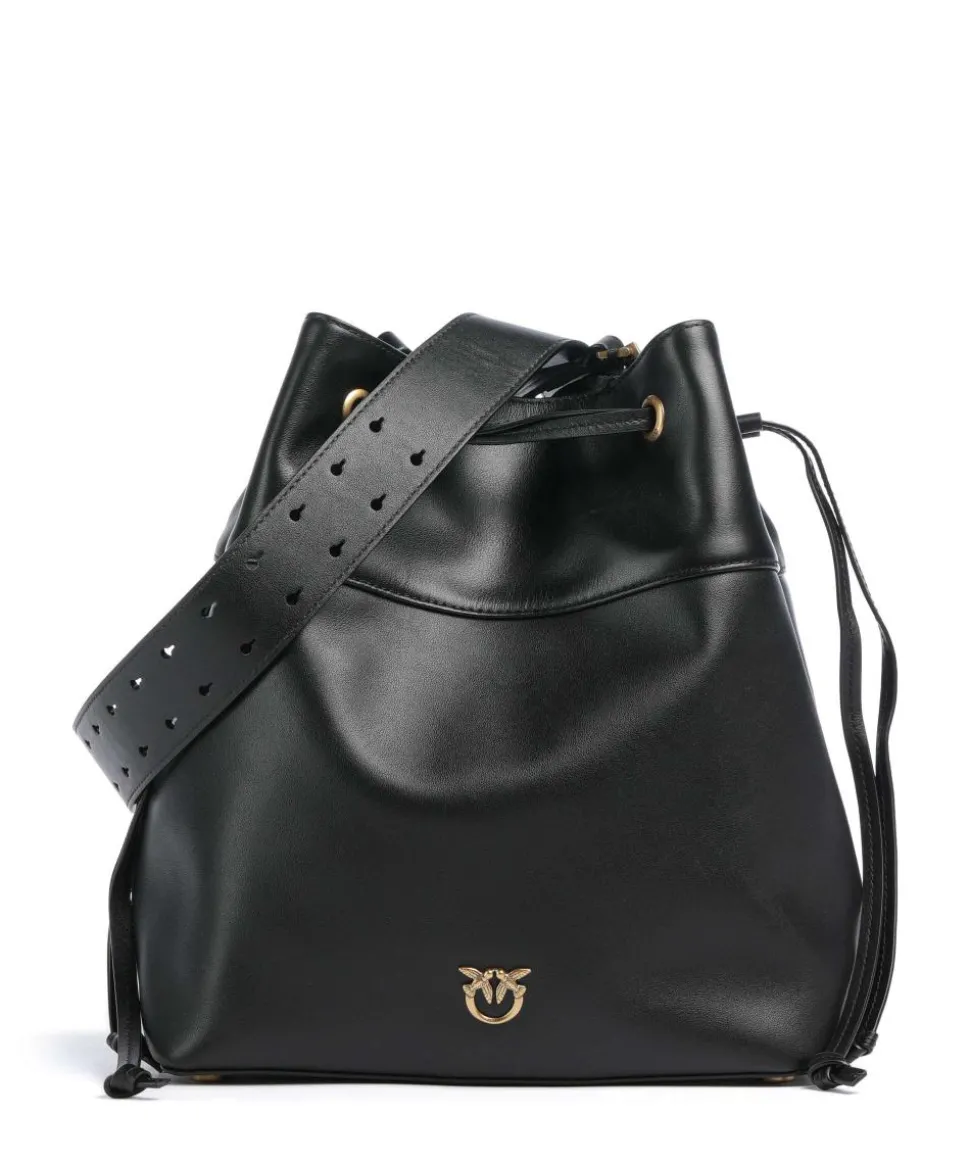 Secchiello Classic Bucket bag fein genarbtes Kalbsleder schwarz