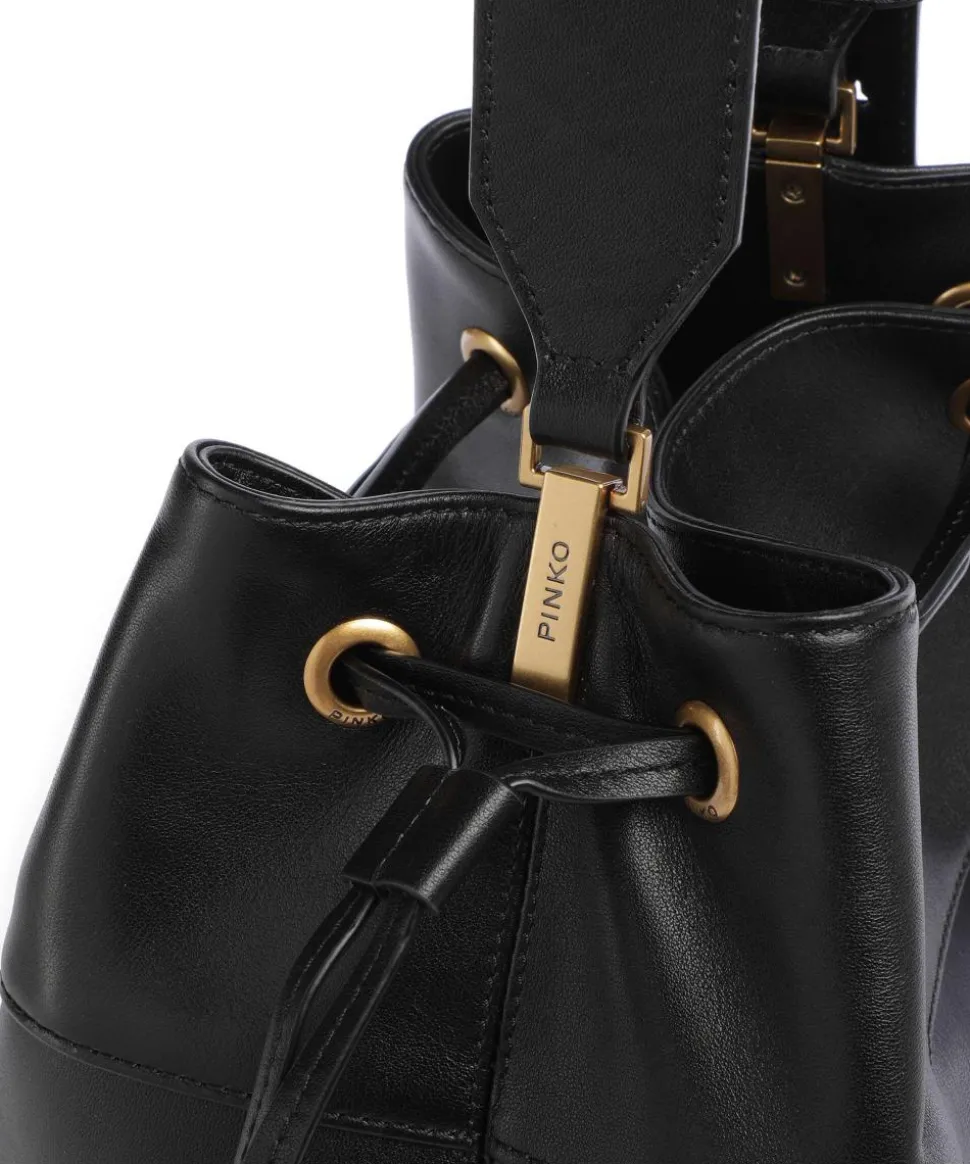 Secchiello Classic Bucket bag fein genarbtes Kalbsleder schwarz