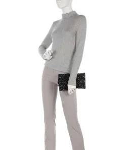 Sequins Clutch Rindsleder schwarz