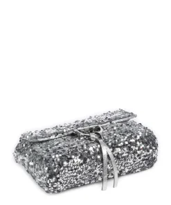 Sequins Temi Schultertasche Textil, Rindsleder silber